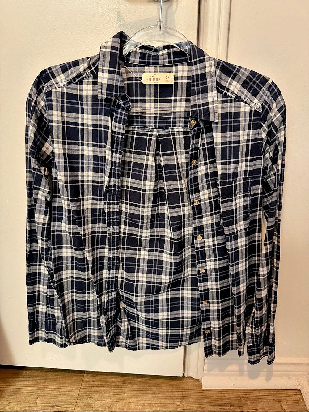 Hollister Plaid Button Down in Blue & White